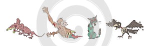 Comic Zombie Monster and Halloween Beast Vector Set