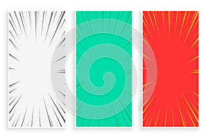 Comic zoom lines banners set