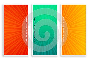 Comic zoom lines banners set