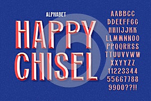 Comical Chisel retro alphabet design, playful characters.