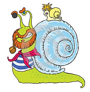 Comical snail-sailor