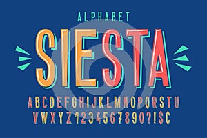 Comical trendy condensed font design, colorful alphabet photo