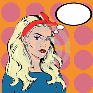 Comics blond girl in popart style