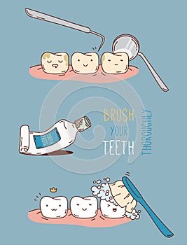 Comics about dental diagnostics and treatment.