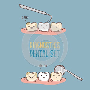 Comics about dental diagnostics and treatment. photo