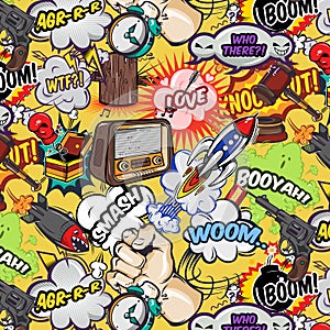 Comics Elements Seamless Pattern