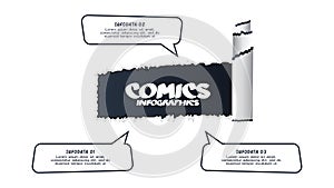 Comics infographic with 3 steps, options, parts or processes. Business data visualization. Creative infographic template