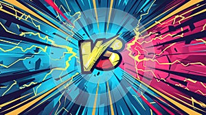 Comics-inspired versus frame with a lightning ray border