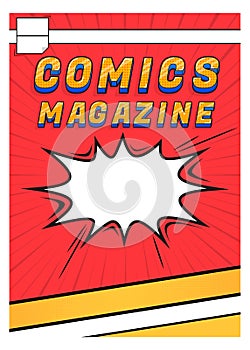 Comics magazine cover template. Retro style poster