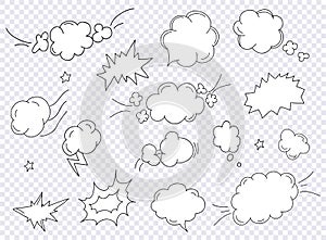 Comics pop art style blank layout template with clouds beams. Concept vector for web and mobile applications