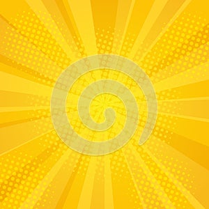 Comics rays background with halftones