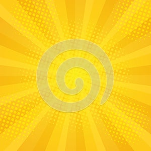 Comics rays background with halftones