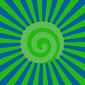 Comics rays, vector. Blue and green