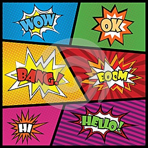 Comics speech bubble with expressions stickers set