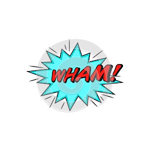 Comics style speech bubble WHAM! on white