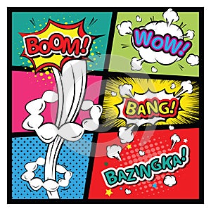 Comics Template. Vector Retro Comic Book Speech Bubbles Illustration.