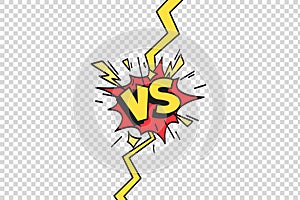 Comics vs frame. Versus lightning ray border, comic fighting duel and fight confrontation isolated cartoon vector