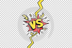 Comics vs frame. Versus lightning ray border, comic fighting duel and fight confrontation isolated cartoon vector photo