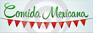 Comida Mexicana, Mexican Food spanish text vector illustration. photo