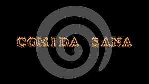 Comida sana fire text effect black background