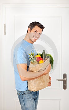 Coming home with food buyer photo