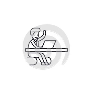 Coming in a moment in office vector line icon, sign, illustration on background, editable strokes