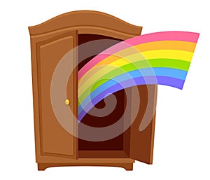 Coming out of the closet LGBT rainbow