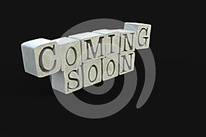 coming soon 3d text illustration with concrete texture