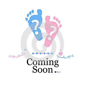 Coming soon baby. Baby gender reveal symbol. Girl, boy and twin baby symbol