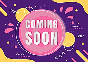 Coming Soon background Vector Illustration. Business Advertising with Sign or Label Design for Sale Serve as a Banner and Poster