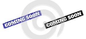 COMING SOON Black and Blue Rounded Rectangular Stamps with Scratched Textures