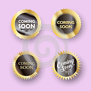 Coming soon button sign stamp set