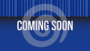Coming soon curtain blue vector illustration background