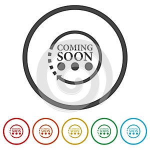 Coming soon loading. Set icons in color circle buttons