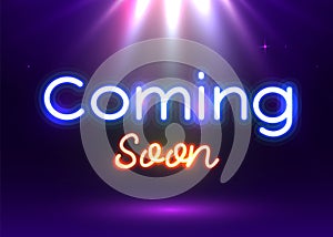 Coming Soon neon sign vector. Coming Soon Design template neon sign, light banner, neon signboard, nightly bright