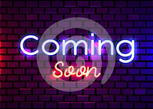 Coming Soon neon sign vector. Coming Soon Design template neon sign, light banner, neon signboard, nightly bright advertising,