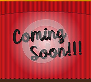 Coming soon. Red curtains