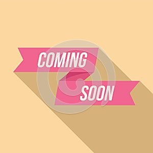 Coming soon sign icon flat vector. New information