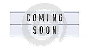 COMING SOON text in a vintage light box. Vector illustration
