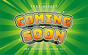 Coming soon text effect cartoon style