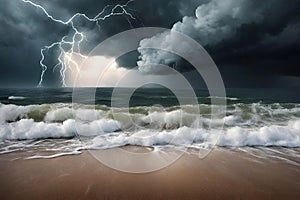 The coming storm. storm clouds brewing over a beach.