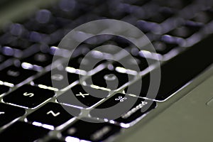 Command button focussed in a backlit keyboard