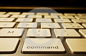 Command button on silver pc keyboard. Macro image