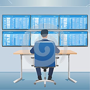 Financial Analyst at a MultiMonitor Workstation