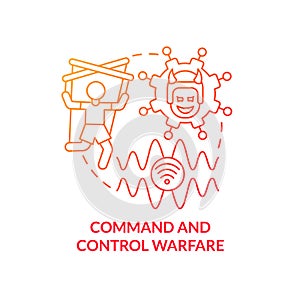 Command and control warfare red gradient concept icon