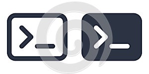 Command line simple icons set designed in filled and stroke style