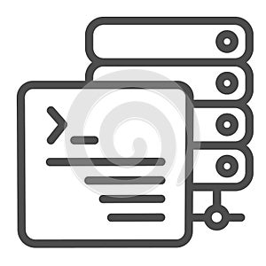 Command line window, data sharing, server console line icon, programming concept, cli vector sign on white background