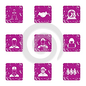 Command path icons set, grunge style
