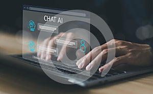 command prompt chatbot generates information, and bot artificial intelligence open for customers. concept ai chat digital