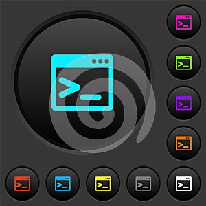 Command prompt dark push buttons with color icons photo